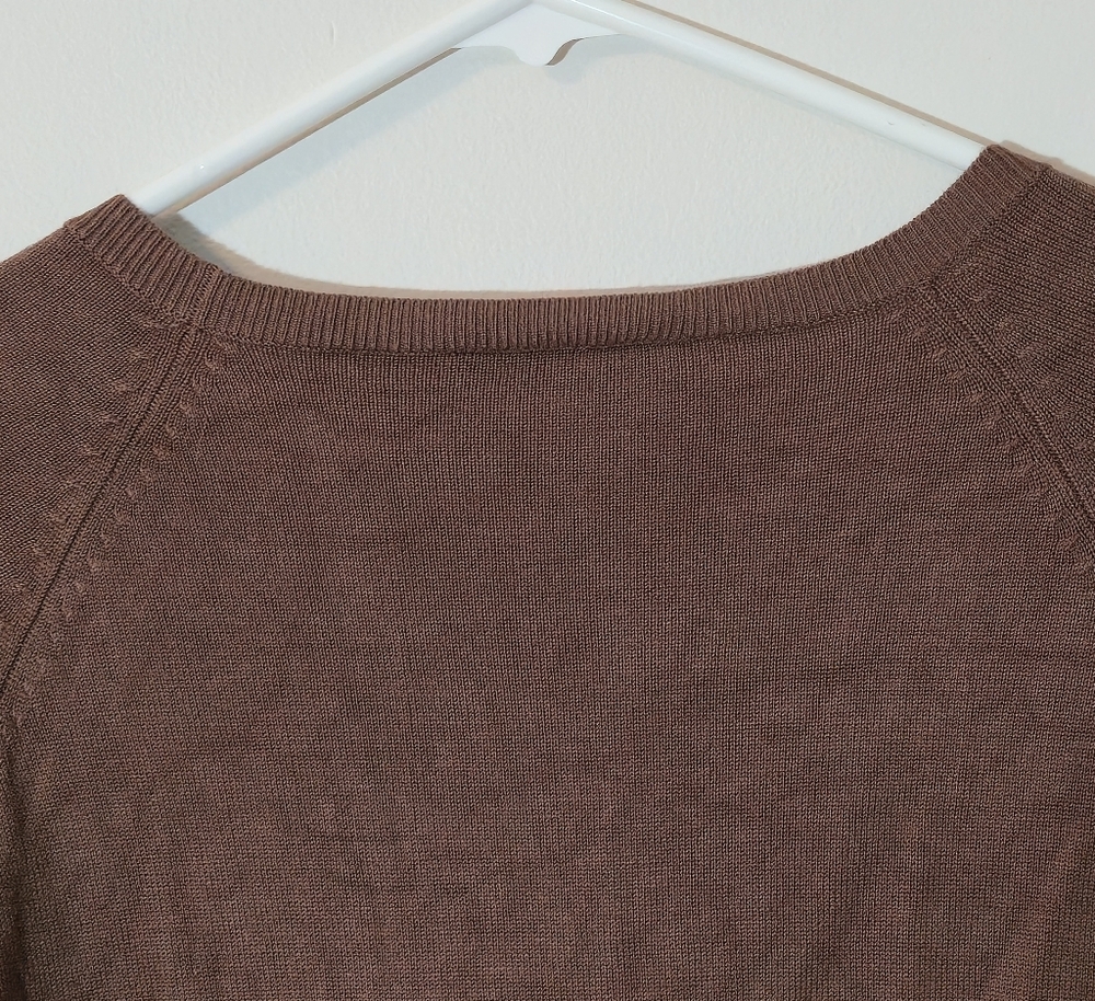 Ricki's XXL Brown V-Neck Cardigan Short Sleeve Button Down Classic Knit Sweater - Picture 10 of 16